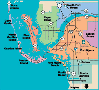 Lee County map in Florida
